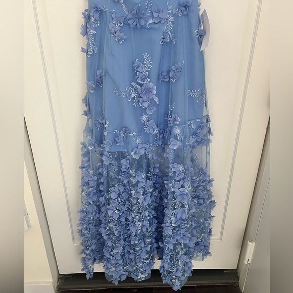 Helsi Audrey Square-Neck Floral Applique Sheer Midi Dress - Periwinkle - Small - Picture 4 of 7